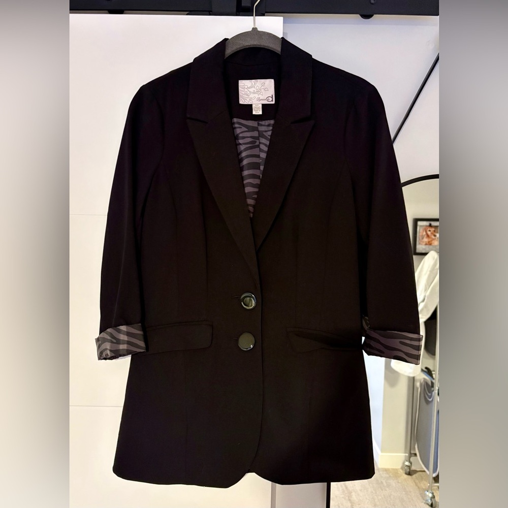 Dynamite Black Blazer with Striped Lining